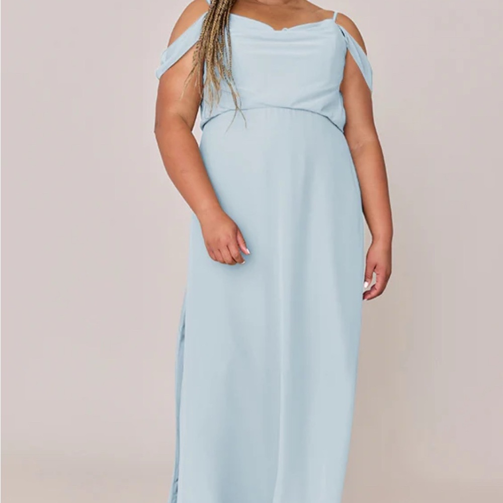 Wedding Revelry Light Blue Off-Shoulder Dress